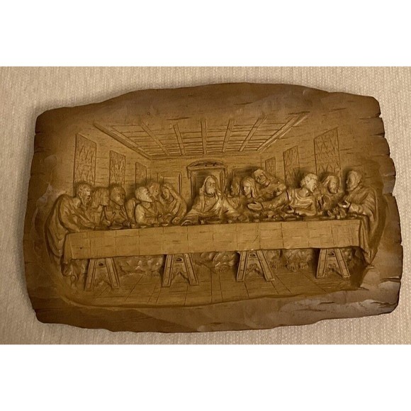 Last Supper Wooden Handmade/Hand Carved Wood Religious Wall Hanging 9” x 6” - Picture 1 of 6